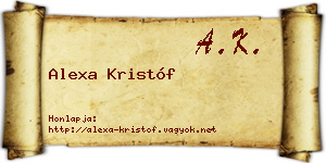 Alexa Kristóf névjegykártya